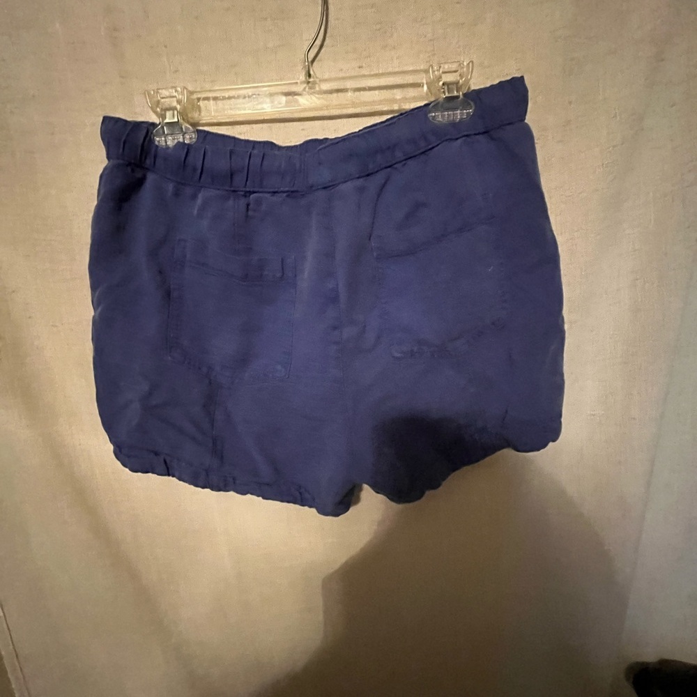 C & C Women's Blue Linen Elastic-Waist Casual Shorts Size L - Picture 3 of 4